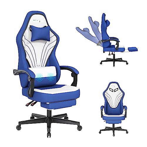 Gaming Chair with Footrest and Massage Support