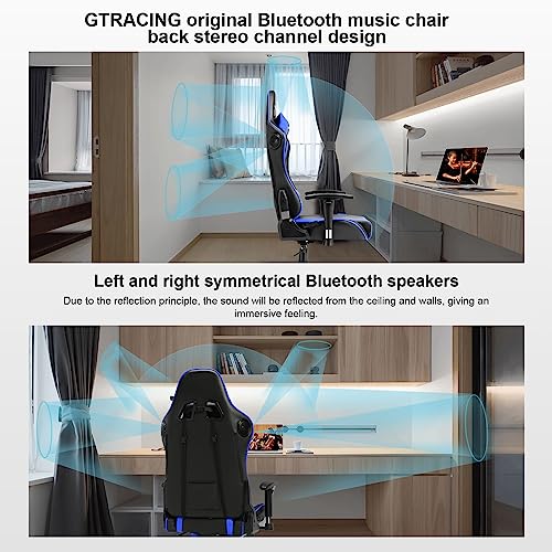 GTRACING Blue Gaming Chair with Audio Speakers