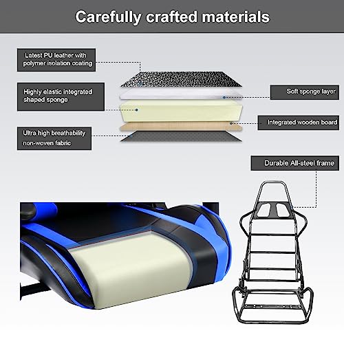 GTRACING Blue Gaming Chair with Audio Speakers