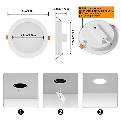 SikSog Smart Recessed Lighting 4 Inch Color Changing 12W LED Downlight, 1000 Lumen Recessed Ceiling Light, RGB & Cool White 5000K Dimmable by Bluetooth Control - 12 Pack