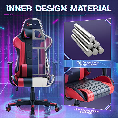 Devoko Ergonomic Gaming Chair Racing Style Adjustable Height High Back PC Computer Chair with Headrest and Lumbar Support Executive Office Chair (Red)