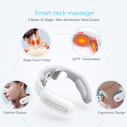 Electric Pulse Therapy Neck Massager, Smart Portable 3D Neck Massage Equipment Relief Pain, Deep Tissue Massage Machine Relaxation Gifts for Office, Home, Sport,Travel Cordless and USB Rechargerable