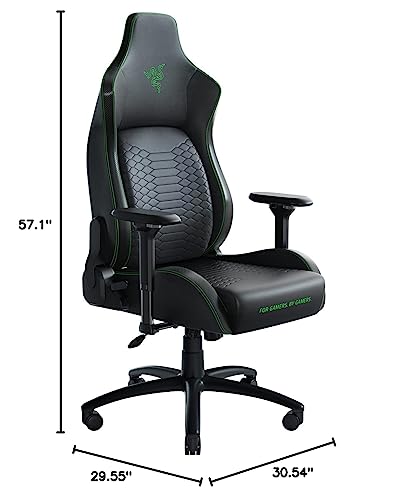 Razer Iskur XL Gaming Chair: Ergonomic Lumbar Support System - Multi-Layered Synthetic Leather Foam Cushions - Engineered to Carry - Memory Foam Head Cushion - Black/Green