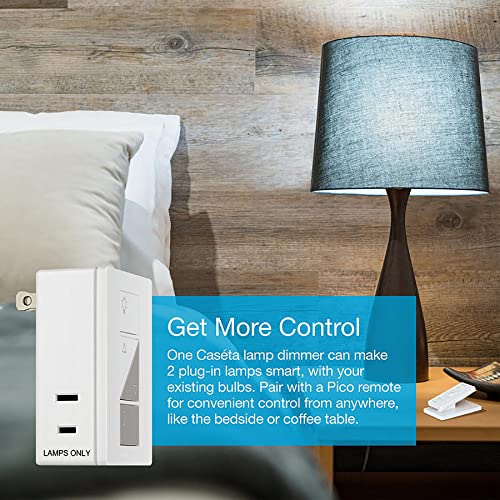 Lutron Caséta Wireless Single-Pole/3-Way Smart Lighting Lamp Dimmer and Remote Kit | P-PKG1P-WH | White