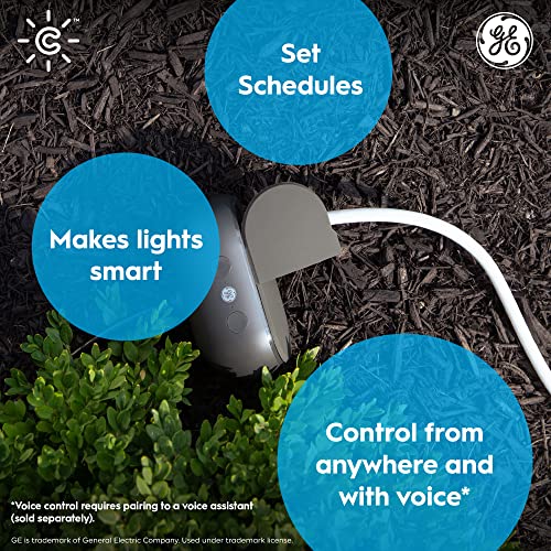 GE CYNC Outdoor Smart Plug, Bluetooth and Wi-Fi Outlet Socket, Weather Resistant Plug, Voice Control Outlet, Works with Alexa and Google Home