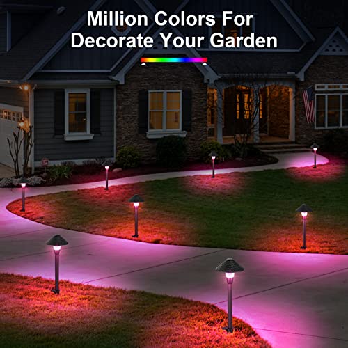 XMCOSY+ Low Voltage Landscape Lights, 200LM Smart LED Pathway Lights with APP Control, Adjustable Warm White&RGB, Compatible with Alexa, 12V 6W Outdoor Landscapes Lighting for Garden Path Lawn(6Pack)