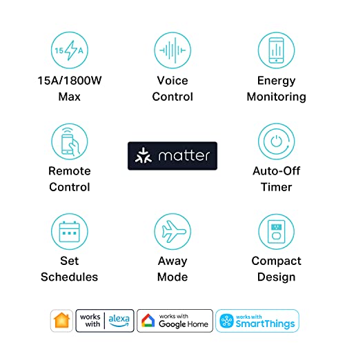 Kasa Matter Smart Plug w/ Energy Monitoring, Compact Design, 15A/1800W Max, Super Easy Setup, Works with Apple Home, Alexa & Google Home, UL Certified, 2.4G Wi-Fi Only, White, KP125M (4-Pack)