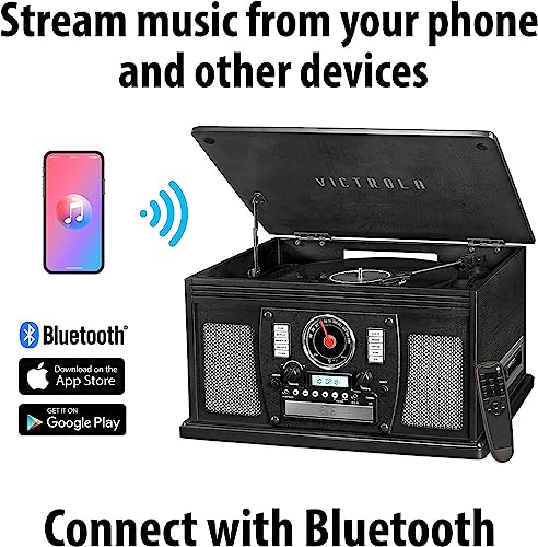 Victrola 8-in-1 Bluetooth Record Player - Turntable, Oak
