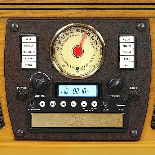 Victrola 8-in-1 Bluetooth Record Player - Turntable, Oak