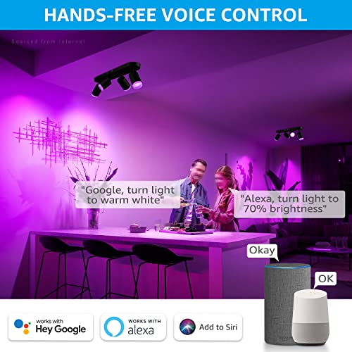 LEONLITE Smart LED Track Lighting, 2.4G WiFi RGB Ceiling Track Light with Remote, Compatible with Alexa/Google Home/Siri, APP Voice Control, 16 Million Colors, 2400-5000K Dimmable, 30W, Black