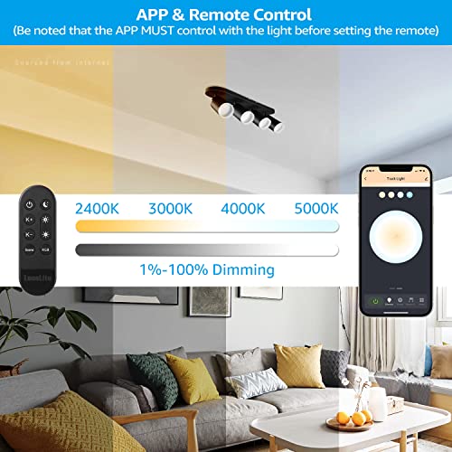 LEONLITE Smart LED Track Lighting, 2.4G WiFi RGB Ceiling Track Light with Remote, Compatible with Alexa/Google Home/Siri, APP Voice Control, 16 Million Colors, 2400-5000K Dimmable, 30W, Black