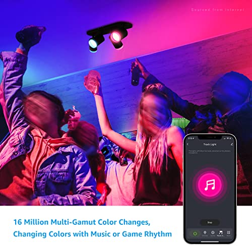 LEONLITE Smart LED Track Lighting, 2.4G WiFi RGB Ceiling Track Light with Remote, Compatible with Alexa/Google Home/Siri, APP Voice Control, 16 Million Colors, 2400-5000K Dimmable, 30W, Black