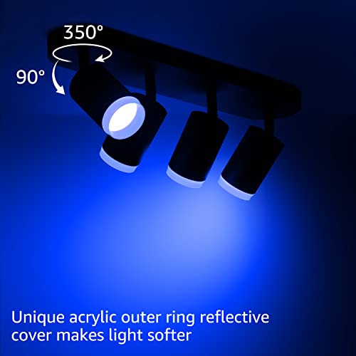 LEONLITE Smart LED Track Lighting, 2.4G WiFi RGB Ceiling Track Light with Remote, Compatible with Alexa/Google Home/Siri, APP Voice Control, 16 Million Colors, 2400-5000K Dimmable, 30W, Black