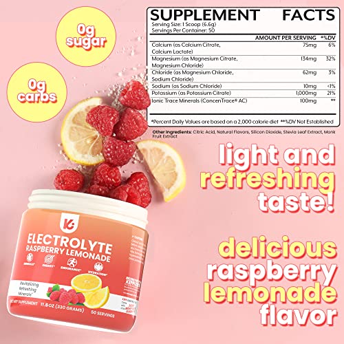 Keppi Keto Electrolytes Powder No Sugar or Carbs | Advanced Hydration, Keto Electrolytes Powder | Delicious Refreshing Raspberry Lemonade Electrolytes Powder