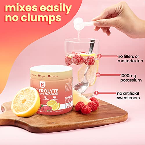 Keppi Keto Electrolytes Powder No Sugar or Carbs | Advanced Hydration, Keto Electrolytes Powder | Delicious Refreshing Raspberry Lemonade Electrolytes Powder