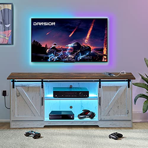 Farmhouse TV Stand with Smart LED for 65" TVs