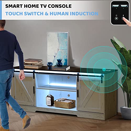 Farmhouse TV Stand with Smart LED for 65" TVs