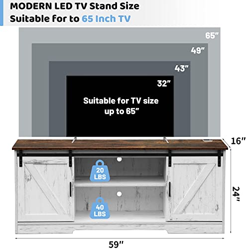 Farmhouse TV Stand with Smart LED for 65" TVs