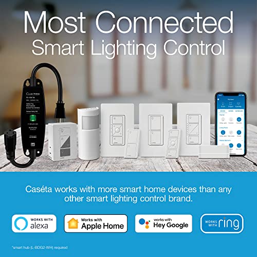 Lutron Caséta Wireless Smart Lighting Dimmer Switch and Remote Kit | P-PKG1W-WH