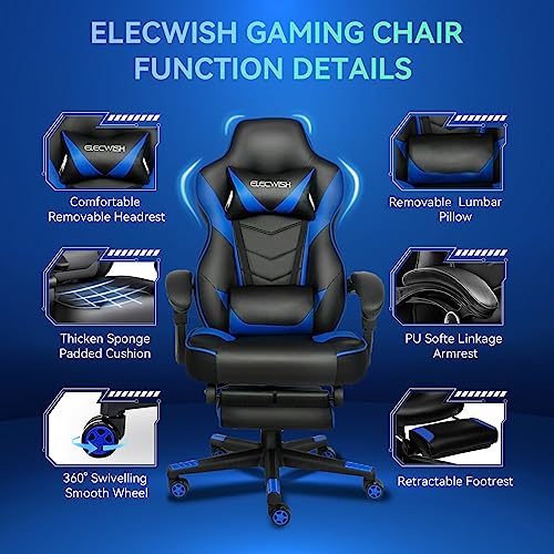 Blue Ergonomic Gaming Office Chair for Adults