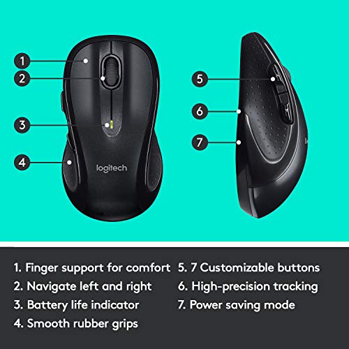 Logitech M510 Wireless Mouse-Black (Renewed)