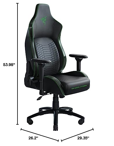Razer Iskur Gaming Chair: Ergonomic Lumbar Support System - Multi-Layered Synthetic Leather - High Density Foam Cushions - Engineered to Carry - Memory Foam Head Cushion - Black/Green