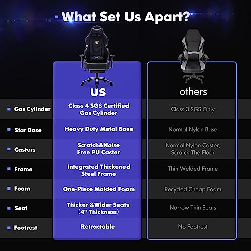 Big and Tall Gaming Chair with Footrest