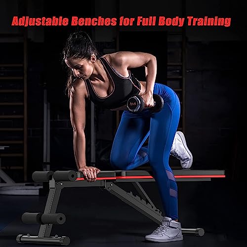 HITOSPORT Weight Bench, Adjustable Weight Bench, Strength Training Benches For Full Body Workout & Home Gym with Resistance Bands