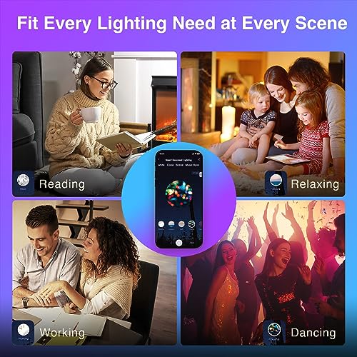 Rollin Light Smart Recessed Lighting 6 Inch - 6 Pack Ultra-Thin Canless LED Recessed RGBCW Color Tunable Lights with Junction Box 13W, 1100LM, 2700K-6500K, CRI80+ Work with Alexa/Google/Siri