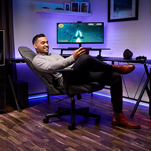 RESPAWN 110 Fabric Gaming Chair Ergonomic Racing Style High Back PC Computer Desk Office Chair - 360 Swivel, Integrated Headrest, 135 Degree Recline Adjustable Tilt Tension Angle Lock - 2023 Grey