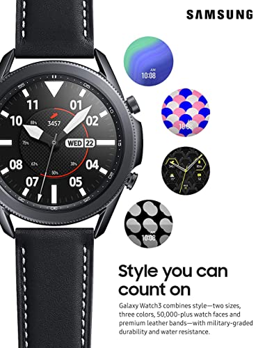 Samsung Galaxy Watch 3 (45mm, GPS, Bluetooth) Smart Watch with Advanced Health Monitoring, Fitness Tracking , and Long Lasting Battery - Mystic Black (US Version) (Renewed)