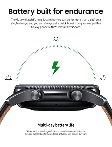 Samsung Galaxy Watch 3 (45mm, GPS, Bluetooth) Smart Watch with Advanced Health Monitoring, Fitness Tracking , and Long Lasting Battery - Mystic Black (US Version) (Renewed)