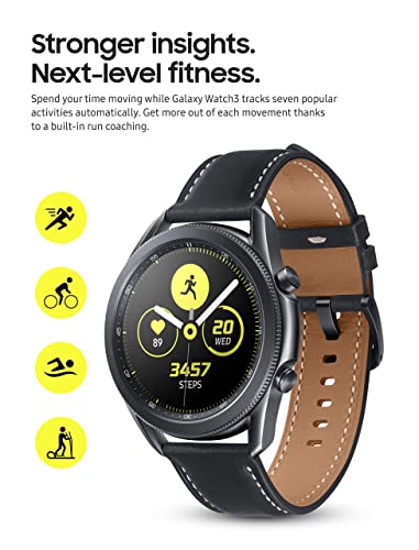 Samsung Galaxy Watch 3 (45mm, GPS, Bluetooth) Smart Watch with Advanced Health Monitoring, Fitness Tracking , and Long Lasting Battery - Mystic Black (US Version) (Renewed)