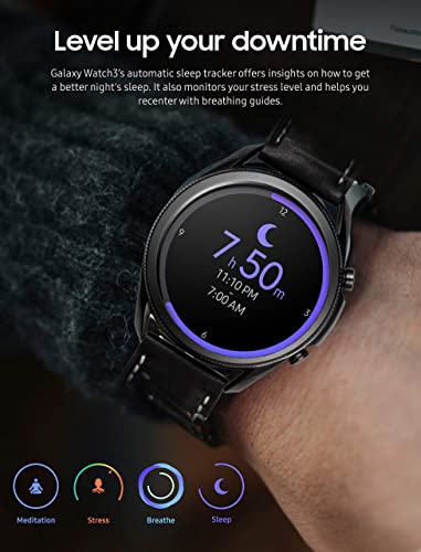 Samsung Galaxy Watch 3 (45mm, GPS, Bluetooth) Smart Watch with Advanced Health Monitoring, Fitness Tracking , and Long Lasting Battery - Mystic Black (US Version) (Renewed)