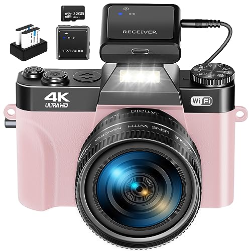 VJIANGER 4K 48MP WiFi Vlogging Camera - Pink