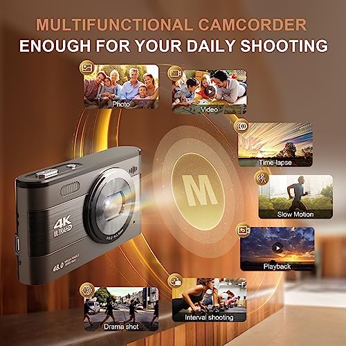 Compact 4K Vlogging Camera with 48MP, 3" IPS Screen