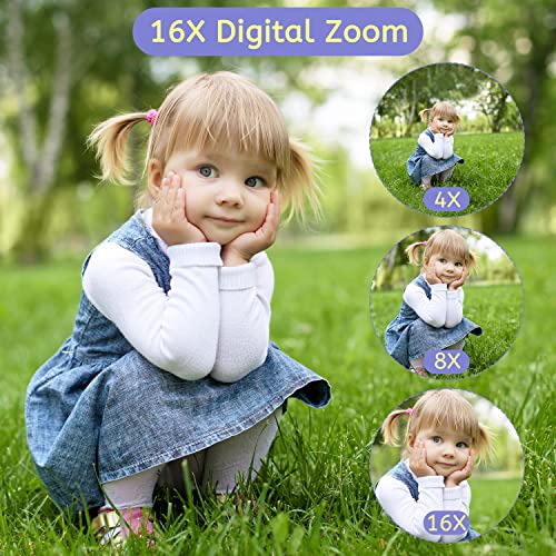 Digital Camera,Kids Camera with 32GB Card 4K 44MP Point and Shoot Camera with 16X Digital Zoom 2.4 Inch,Vlogging Camera for Students Teens Adults Girls Boys-Purple3