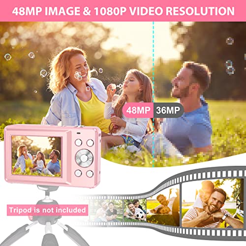 Portable Pink Digital Camera for Students, Teens, and Adults