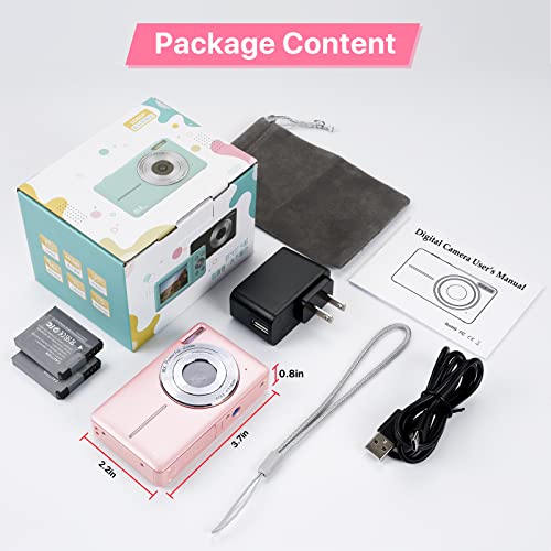Portable Pink Digital Camera for Students, Teens, and Adults