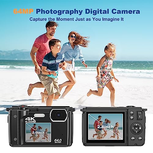 Compact 4K Digital Camera with WiFi, 64MP