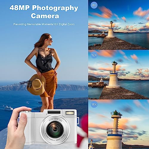 Compact 4K Digital Camera, Autofocus, 48MP, YouTube