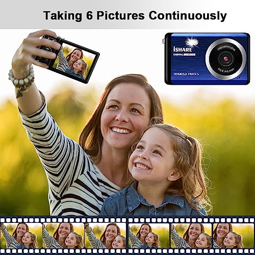 30MP Rechargeable Blue Digital Camera for Personal Taste