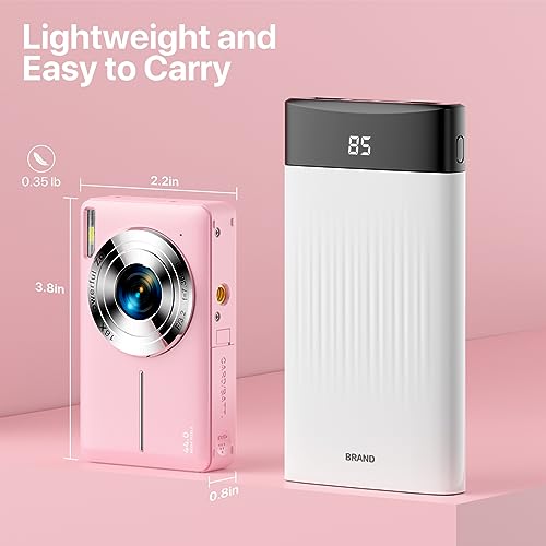Pink 44MP FHD 1080P Kids Camera with 16X Zoom