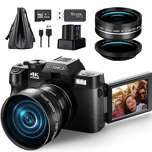 G-Anica 48MP 4K WiFi Camera with Lens+2 Batteries
