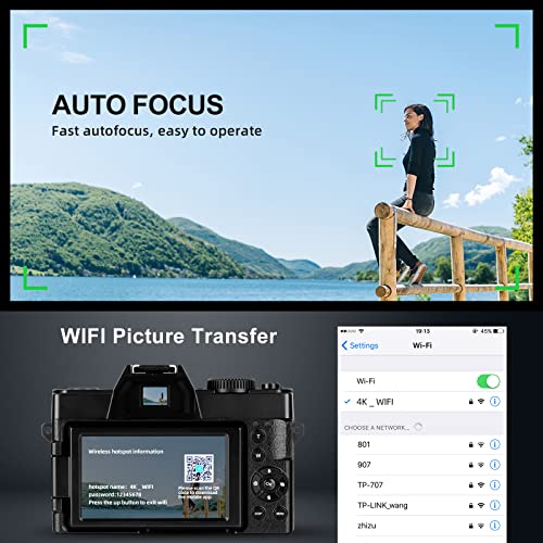 G-Anica 48MP 4K WiFi Camera with Lens+2 Batteries