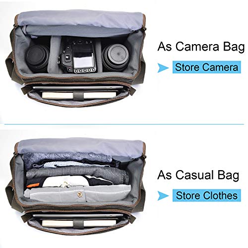 Classic Camera Bag Canvas Leather Trim Nikon Canon Sony