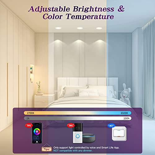 Smart Recessed Lighting with Voice Control (4 Pack)