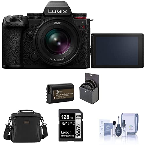 Panasonic LUMIX S5 II Mirrorless Digital Camera with Lumix S 20-60mm f/3.5-5.6 Lens Bundle with 128GB SD Card, Shoulder Bag, Extra Battery, 67mm Filter Kit, Cleaning Kit