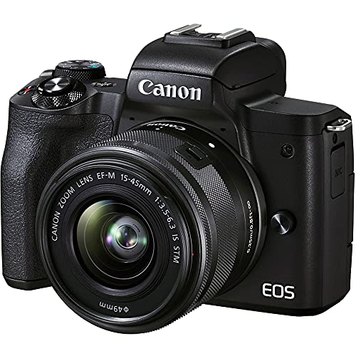 Canon EOS M50 Mark II Mirrorless Digital Camera with 15-45mm STM Zoom Lens+Platinum Mobile Accessory Bundle Package Includes SanDisk 64GB Card,Tripod,Case and More (21pc Bundle) (Renewed)