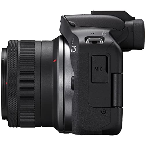 Canon EOS R50 Mirrorless Camera with 18-45mm Lens (Black) (5811C012) + 64GB Memory Card + Bag + Charger + LPE17 Battery + Card Reader + Memory Wallet + Cleaning Kit (Renewed)